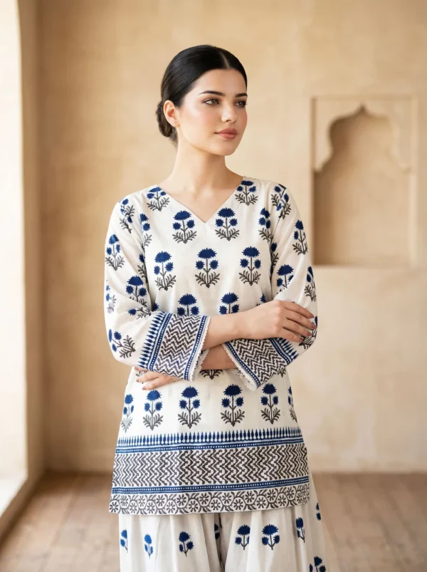 Coco 2-Piece Printed Lawn Kurta with Farshi Shalwar | Lubaba Luxury