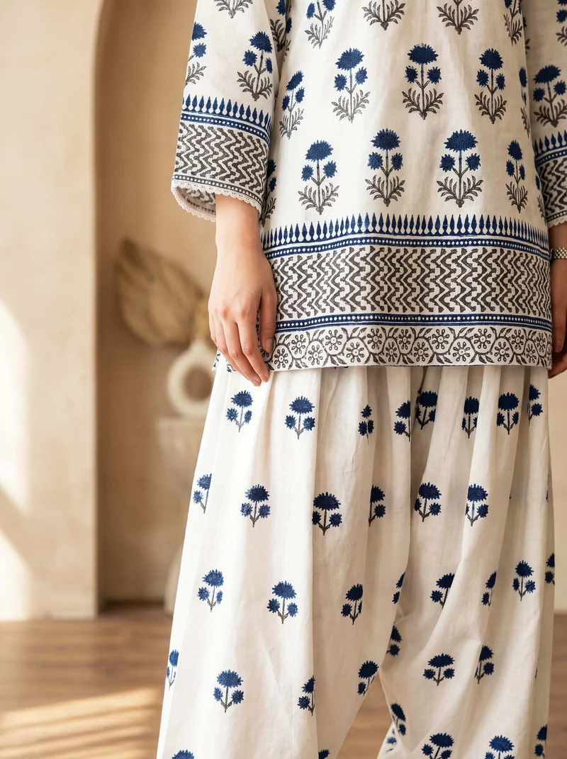 Coco 2-Piece Printed Lawn Kurta with Farshi Shalwar | Lubaba Luxury