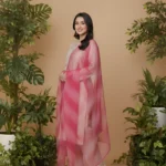 Beige Raw Silk Embroidered 3-Piece Suit with Pink Organza Dupatta - Lubaba Luxury