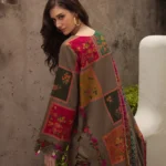 Brown 3-Piece Digital Printed Karandi Suit with Floral Embroidery