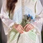 Noor 3-Piece Luxury White Embroidered Cotton Suit with Chiffon Dupatta by Lubaba Luxury.