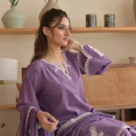 Zoha 3pc Lavender Suit Embroidery Detail