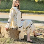 Aive 3PC White Viscose Embroidered Suit Back View