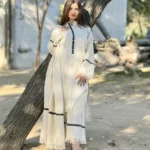 Aive 3PC White Viscose Embroidered Suit Front View