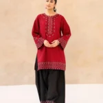 Muhabbat 2Pc Formal Ready-to-Wear Dress Red Black Front View