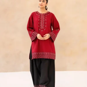 Muhabbat 2Pc Formal Ready-to-Wear Dress Red Black Front View