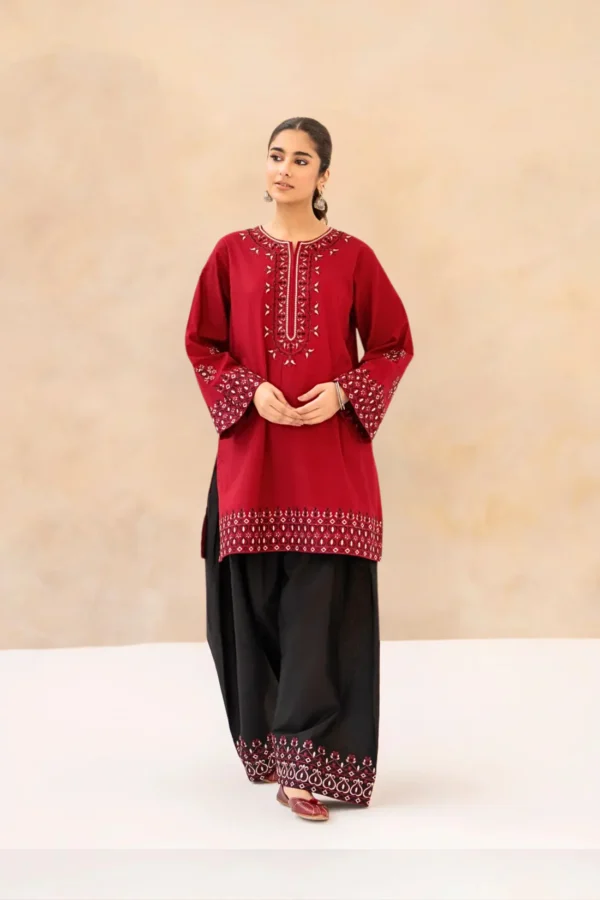 Muhabbat 2Pc Formal Ready-to-Wear Dress Red Black Front View