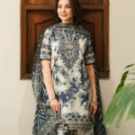 Sapphire Blue Tie-Dye Luxury Lawn 3-Piece Suit - Lubaba Luxury