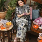 Sapphire Blue Tie-Dye Luxury Lawn 3-Piece Suit - Lubaba Luxury