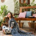 Sapphire Blue Tie-Dye Luxury Lawn 3-Piece Suit - Lubaba Luxury