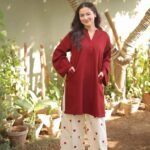 Hearts 2PC Maroon Embroidered Lawn Suit