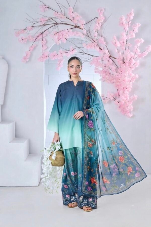 MARINE BLOSSOM PRINTED 3-PIECE  With fancy Duppta