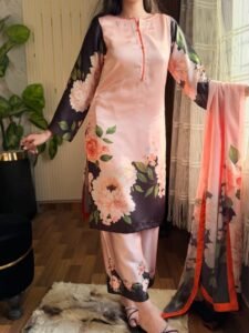 Premium China Silk 3 Piece Floral Suit
